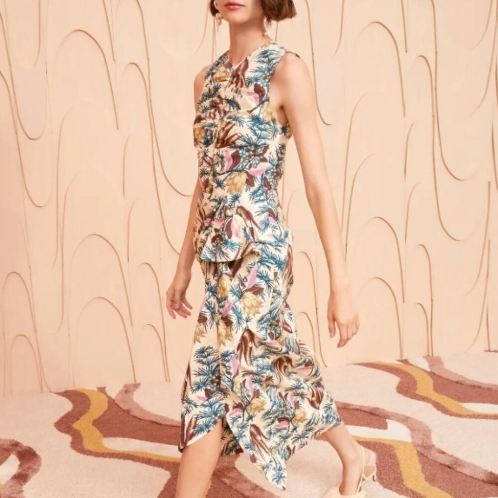 NWOT ULLA JOHNSON Edlyn Midi Dress in Wildflower XS $520